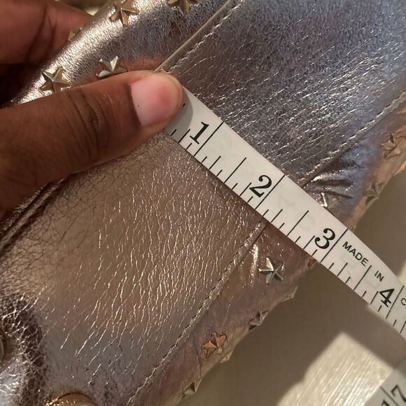 Jimmy Choo Two Way Crossbody Mini Bag Purse Metallic Gold Star Studded Punk Alt - Picture 15 of 15